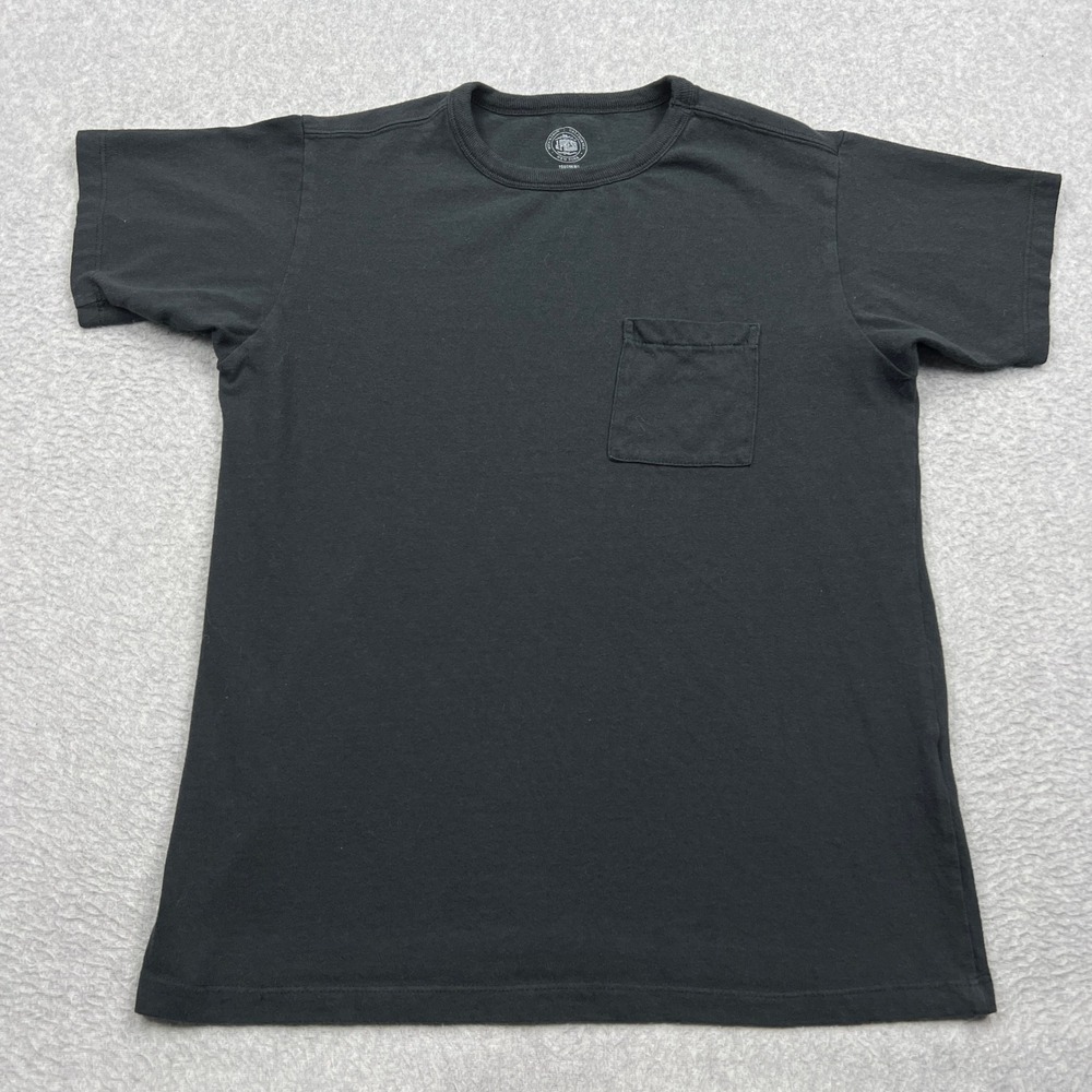 Buck Mason T-Shirt Men's Small Black Wash Toughknit Pocket Crew Tee USA Made
